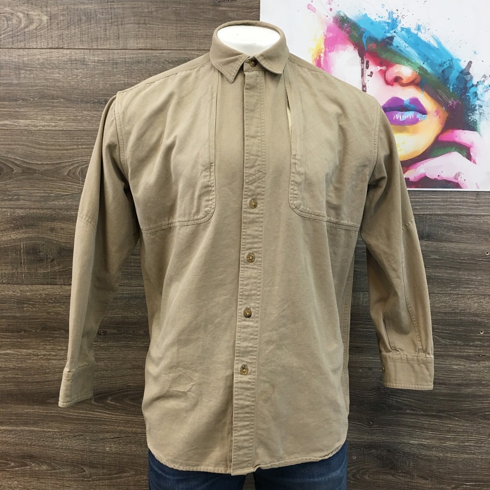 Orvis Button Down Shirt Safari Long Sleeve Outdoor Fishing Casual Mens L (SPOTS)